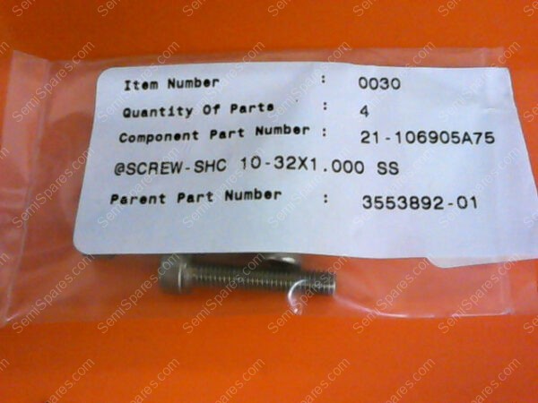 21-106905A75 | SCREW-SHC 10-32X1 .00 SS P/N 21-106905A75 (PKG OF 4) - Image 2