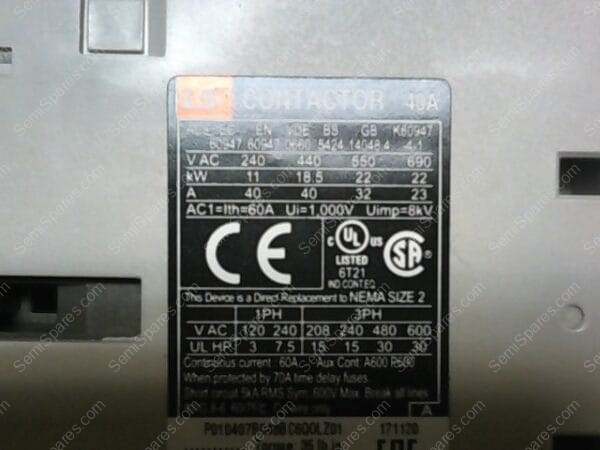 MC-40A | LS ELECTRIC MAIN CONTACTOR LS ELECTRIC MC40A-30-22BD-SE-1337017700, NEMA SIZE 2, AC3, SCREW CONNECTION - Image 5