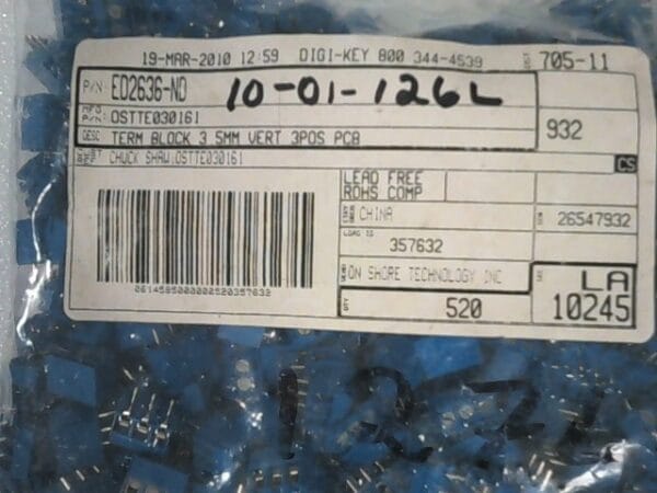 OSTTE030161 | TERM BLOCK 3.5MM VERT 3POS PCB, DIGI-KEY PN: ED2636-ND - Image 3