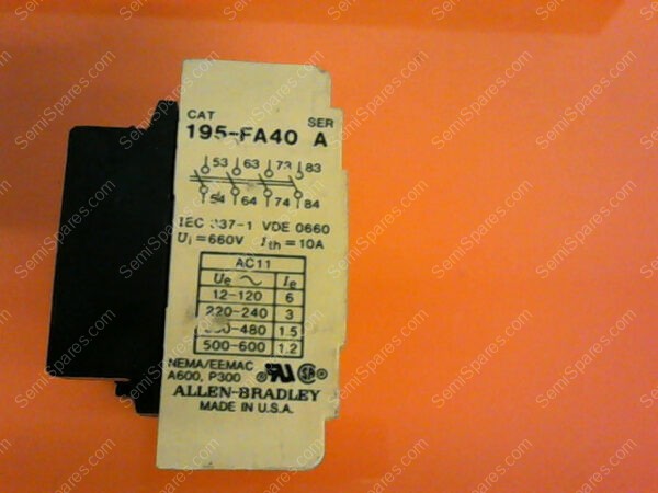 195-FA40 | ALLEN-BRADLEY ADD-ON CONTACT BLOCK P/N 195-FA40 - Image 5