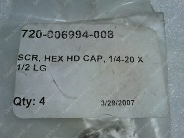 720-006994-008 | SCR, HEX HD CAP, 1/4-20 X 1/2 LG - Image 2