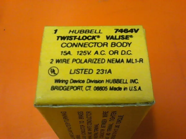 HBL7464V | HUBBELL VALISE CONNECTOR BODY 15A-125V A.C OR D.C 2 WIRE POLARIZED NEMA ML1-R - Image 5