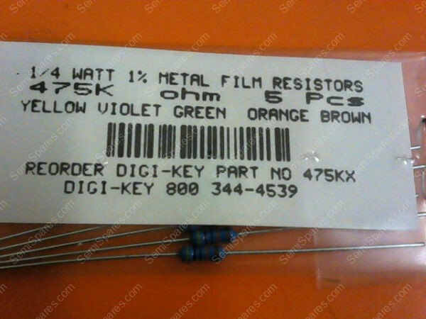 475KX | 1/4 WATTS 1% METAL FILM RESISTORS 475KX OHM (PACKAGE OF 5) - Image 3