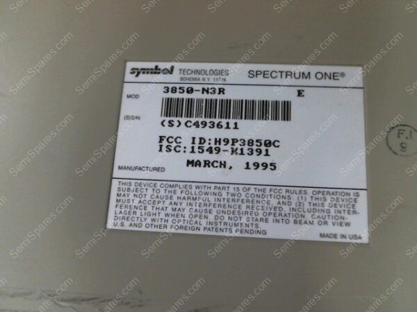 3850-N3R | SYMBOL SPECTRUM ONE TRANSCEIVER MODEL 3850-N3R SN/C493611 - Image 5