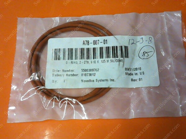 A78-007-01 | NOVELLUS SYSTEMS INC A78-007-01 O-RING,2-270,9 IDX.125 W,SILICONE - Image 2