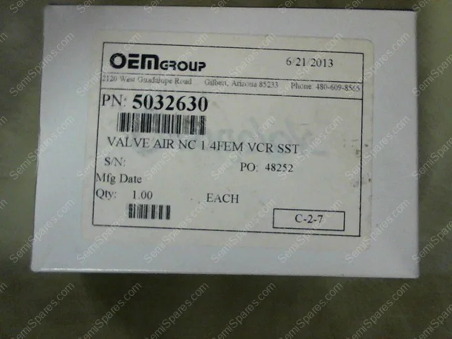 VL-0829-00 | VALVE, VENT, MRC, ISOLATION, PN 5032630 - Image 6