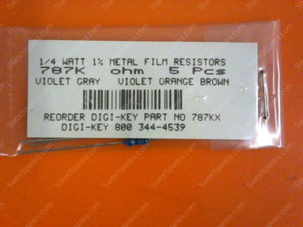 787KX | 1/4 WATTS 1% METAL FILM RESISTORS 787KX OHM (PACKAGE OF 5) - Image 3