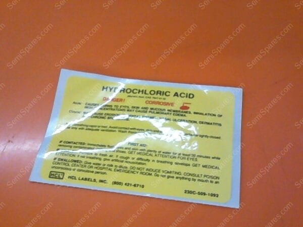 VT-5100-00 | LABEL,DUMP VALVE,HCL,2X3#301187-005 - Image 2