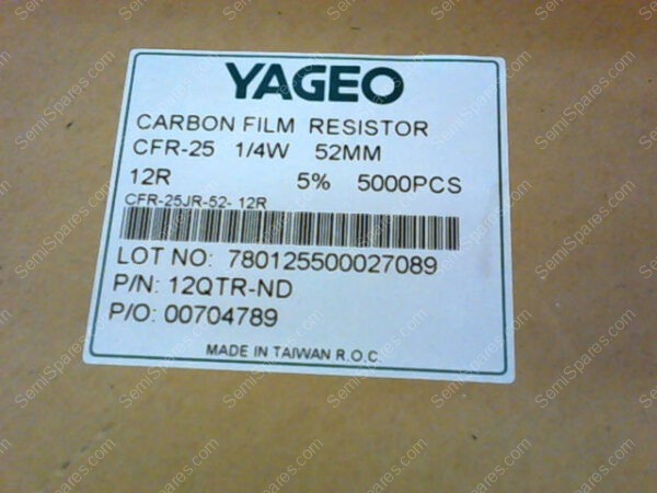 12QTR-ND | CARBON FILM RESISTOR CFR-25 1/4W 52MM 12R 5% (5000PCS - Image 3