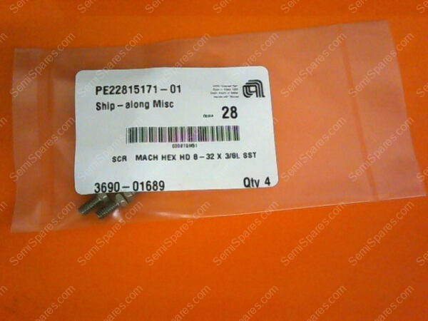 3690-01689 | SCR MACH HEX HD 8-32 X 3/8L SST P/N 3690-01689 (PKG OF 4) - Image 2