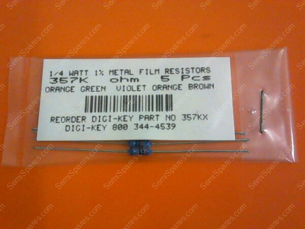 357KX | 1/4 WATT 1% METAL FILM RESISTORS 357K OHM (PK OF 4) - Image 3