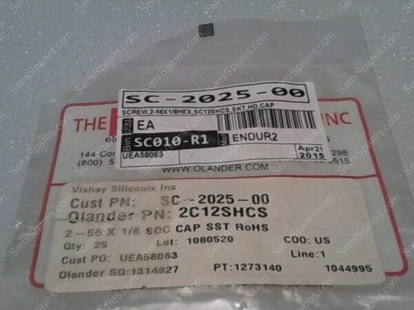 SC-2025-00 | SCREW 2.56 X 1/8 HEX SC12SHCS SKT, HD, CAP - Image 2