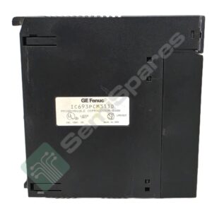 Black GE Fanuc PLC module with label reading IC693PCM311D (Programmable Controller).
