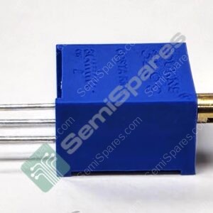 Blue plastic connector/adapter with three flat silver pins on the left and a gold-plated tip on the right, against a white background