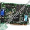 Old computer expansion card with a gold-edge connector at the bottom, blue VGA port on the left, and multiple chips labeled on a green PCB (informative image).