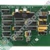 Vintage green printed circuit board with multiple DIP integrated circuits and yellow capacitors, edge connector on the left, and a white connector on the right; labeled Fusion Systems Assy 61981 Rev B on the top edge.