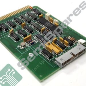 Green printed circuit board with multiple integrated chips and edge connectors, showing a vintage computer expansion card or motherboard component set.