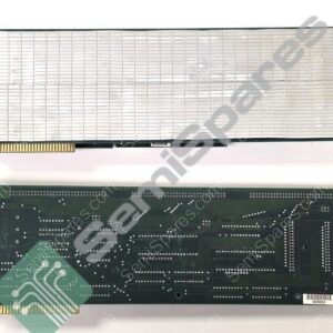 PCI expansion card with gold edge connector and a large metal grid shield on top, green PCB visible on sides