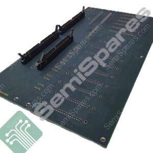 Circuit board with edge connector sockets and gold-plated pins viewed from above