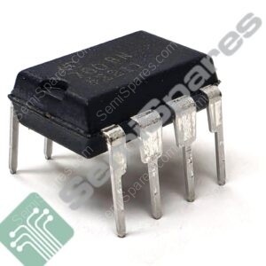 Black rectangular electronic component with four metal pins extending downward from its bottom edge