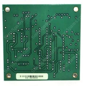 Bottom side of a green PCB showing many solder pads and routed traces; barcode label at bottom with EAG 20240840.