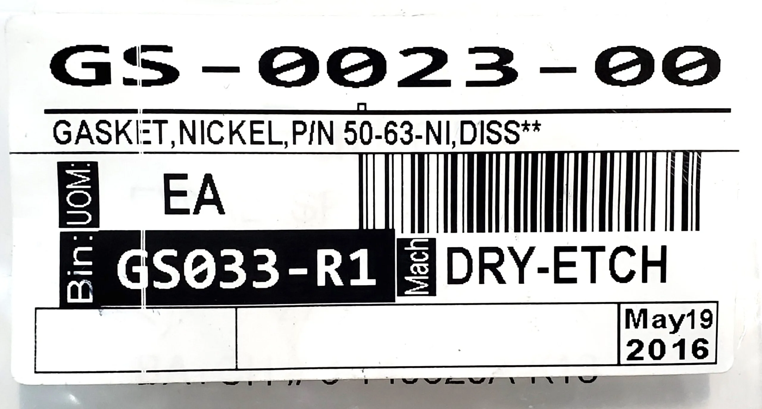 50-63-NI| GS-0023-00| GASKET,NICKEL,P/N 50-63-NI,DISS| PARKER - Image 3