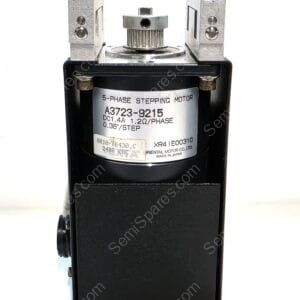 5-phase stepping motor with shaft, mounted in metal brackets and label reading A3723-9215, 0.36° per step, 1.4A/1.2Ω/phase (informative image)