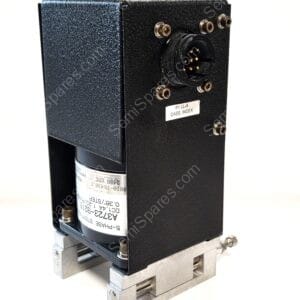 Close-up of a black rugged industrial housing with a circular six-pin connector mounted on the side and a small label reading 'CASS. INDEX' nearby.
