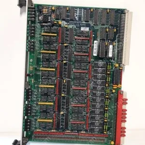 Green circuit board labeled Applied Materials Digital I/O Board, densely populated with DIP ICs, orange capacitors, and edge connectors at top and bottom
