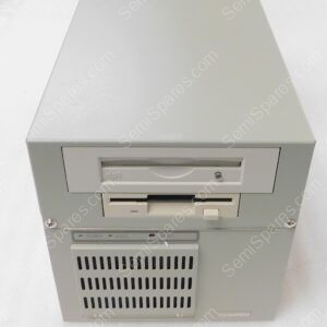 Front of a gray Advantech computer tower with a floppy drive and vented panel.