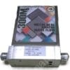 Gas mass flow controller with metal-sealed analog flow, model 3000N, showing inlet/outlet fittings on each end