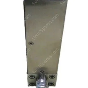 Rectangular metal enclosure with a circular connector at the bottom and four screws on a mounting plate.