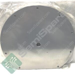 Gray circular plastic component with several small holes, sealed in clear plastic packaging.