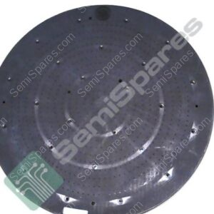 Circular perforated metal disk with concentric rings and small hole pattern (round washing machine/drum component).