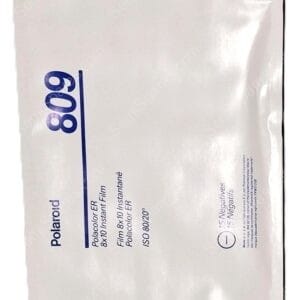 Polaroid 600 instant film pack in white packaging with blue text and branding on the side edge.