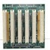 Green PCB with multiple white, rectangular, breadboard-style connectors and a row of edge sockets at the bottom; labels like +5V and GND run along the top edge for power and grounding.
