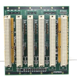 Green PCB with multiple white, rectangular, breadboard-style connectors and a row of edge sockets at the bottom; labels like +5V and GND run along the top edge for power and grounding.