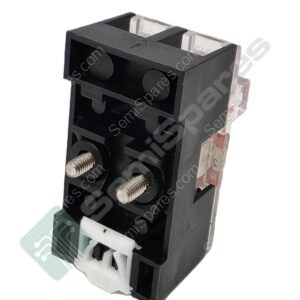 Black rectangular electronic module with two visible screw terminals on its side and a translucent cover at the top edge.