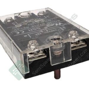 Close-up of a transparent terminal block with screw terminals and metal contacts on a circuit board surface.
